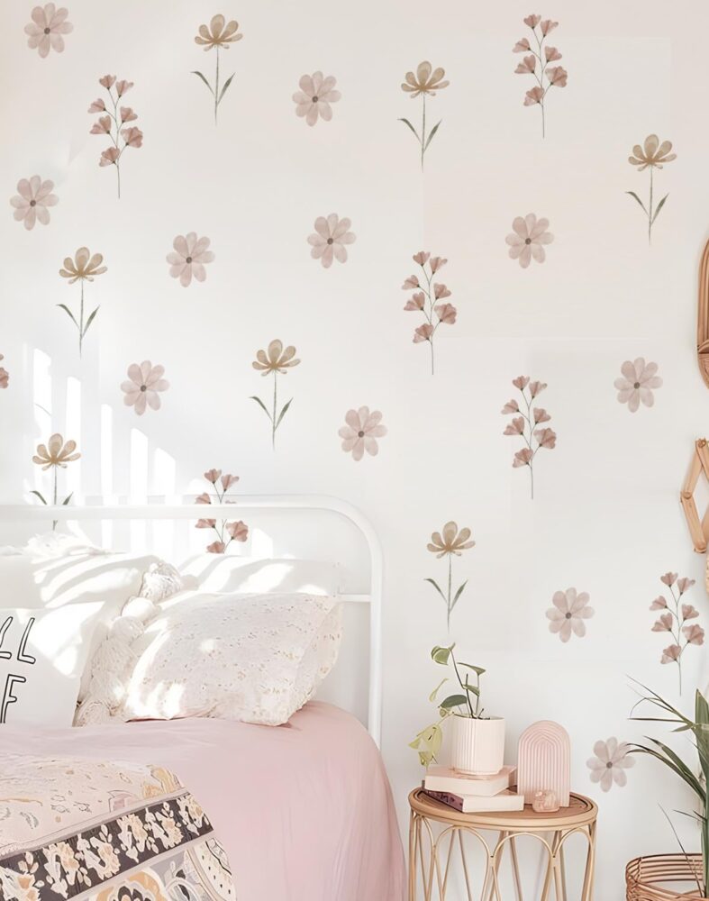 YouRfocus Boho Daisy Flower Wall Decals for Girls Room, Peel and Stick