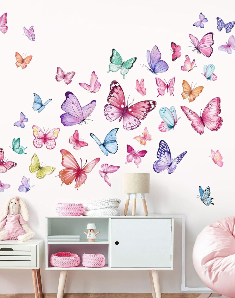 wondever Watercolor Butterfly Wall Decals Butterflies Girls Wall Stickers