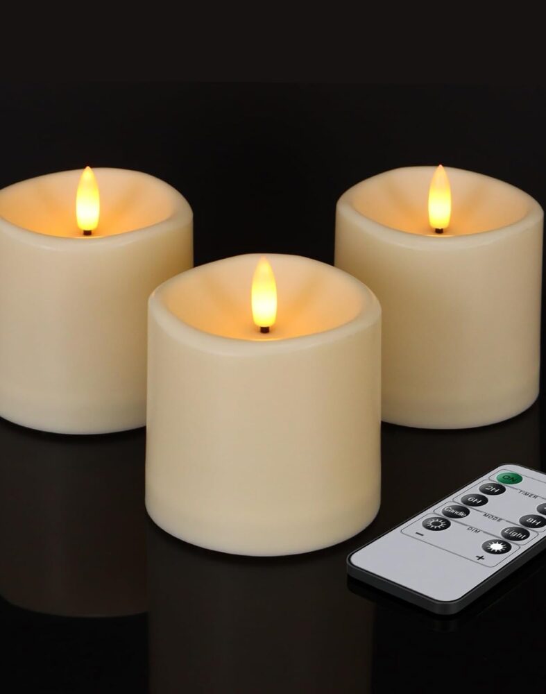 3"x3" Outdoor Waterproof Flameless LED Candles with Remote Timer